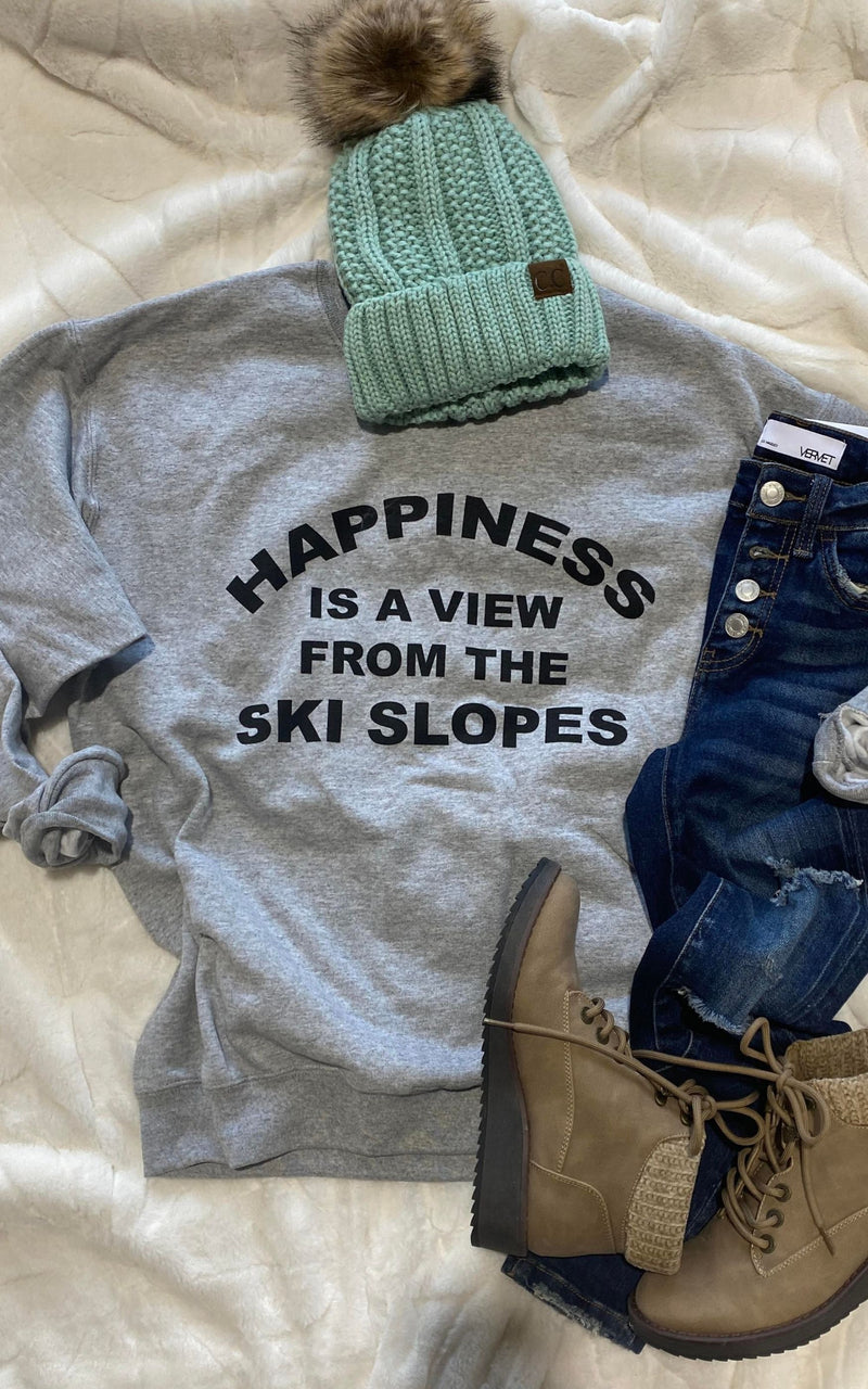 Happiness View for Ski Slopes Crewneck Sweatshirt