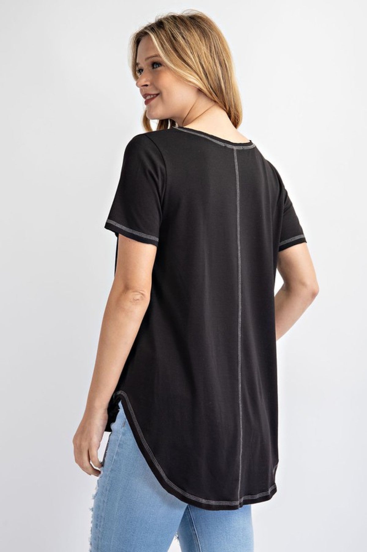 Rae Mode ECO Solid V Neck Short Sleeves Top