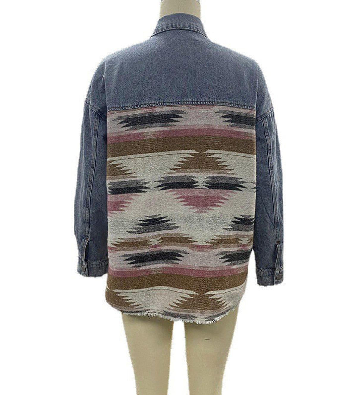 Retro Long Sleeve Colorblock With Pocket Denim Jackets