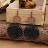 circle leather black earrings