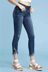 Judy Blue Full Size Tulip Front Hem Frayed Trim Skinny Jeans