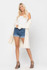 Judy Blue Mid-Rise Raw Hem Cuffed Denim Shorts