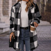 Black and White Plaid Zippered Fleece Jacket