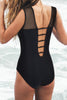 Strappy Hollow-Out Back Mesh One-Piece Swimwear