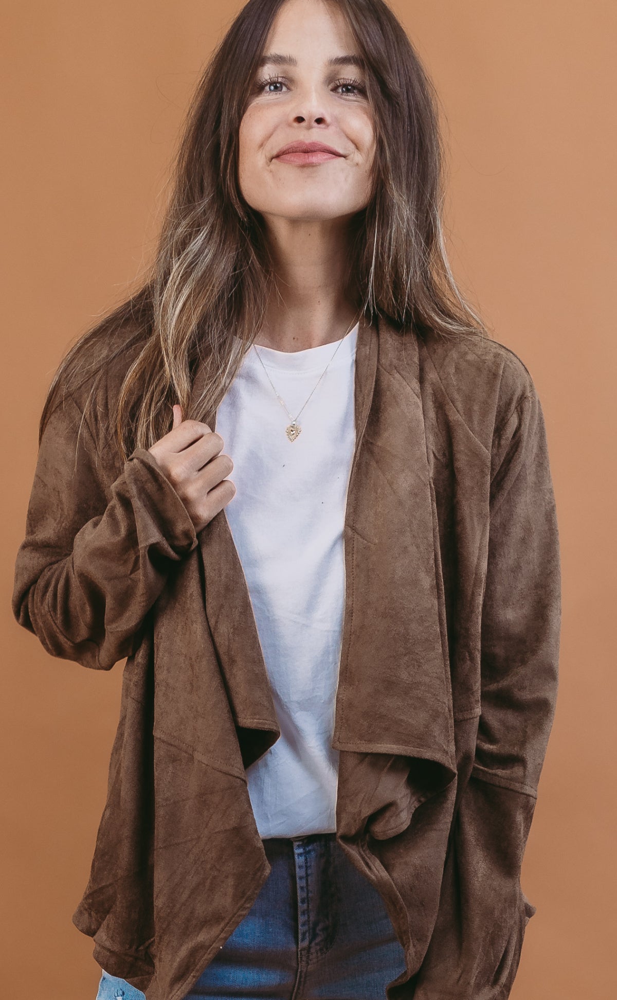 Heyson Soft Suede Waterfall Open Cardigan