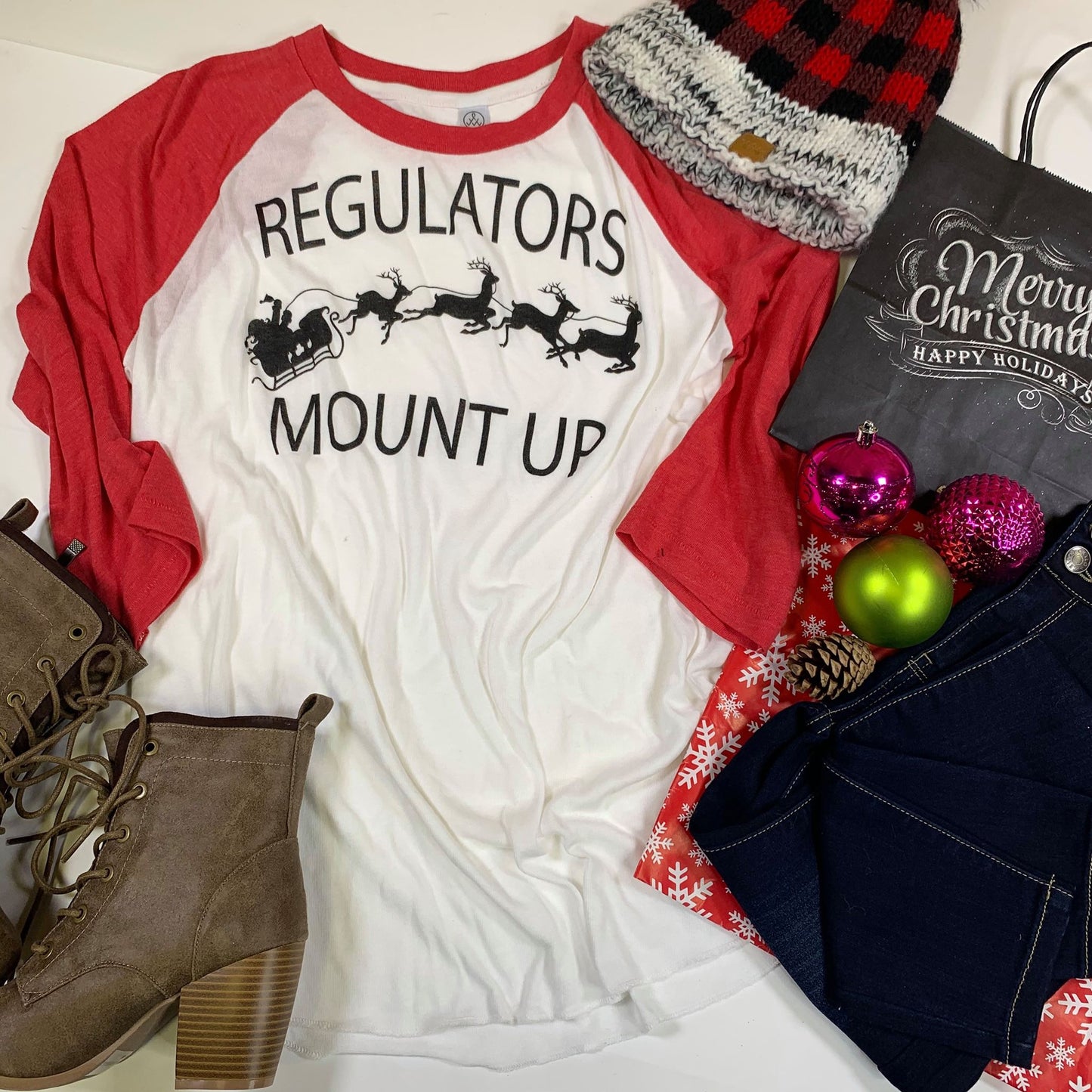 Regulators Mount Up Christmas Baseball Top - BAD HABIT BOUTIQUE 