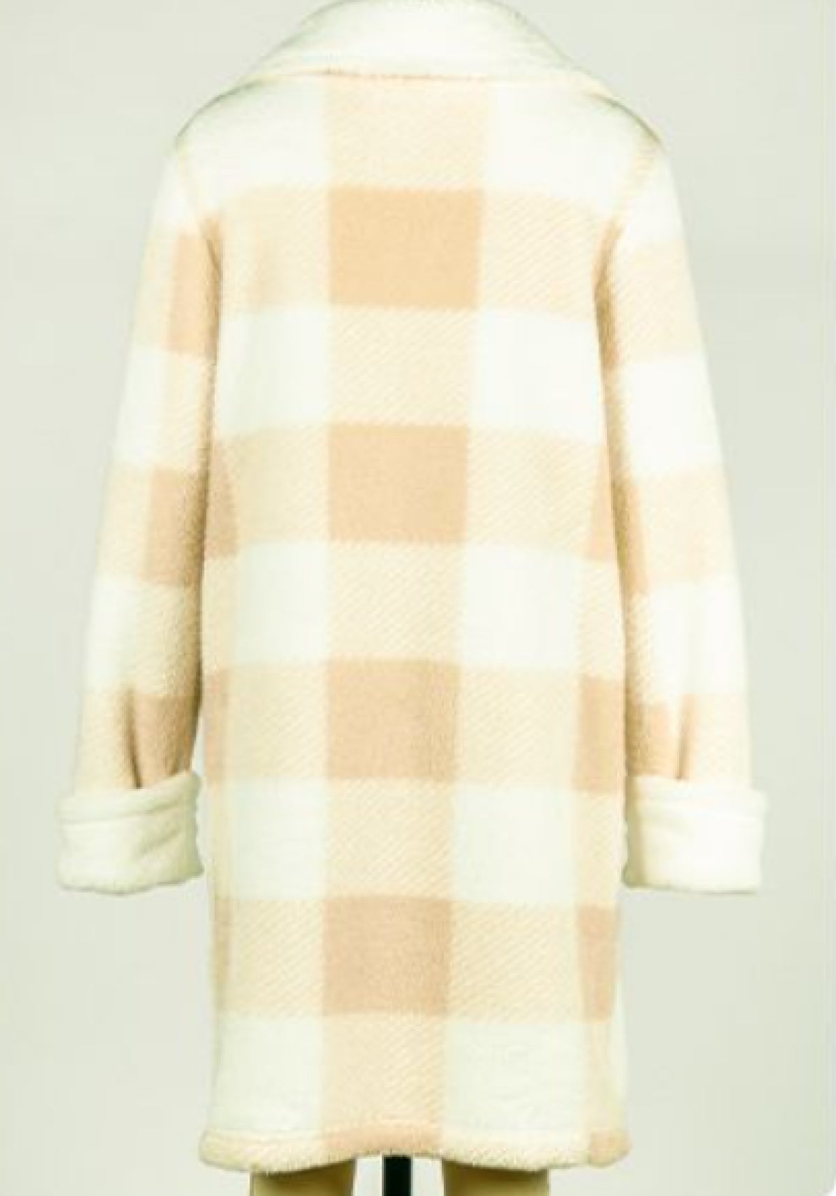 Lapel Plaid Patchwork Fleece Overcoat