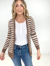 stripe mocha cardigan 