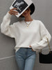 Crew Neck Long Cable Knitted Sweater