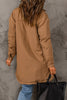 Brown Button Down Padded Jacket With Pockets