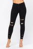 Judy Blue Black Midrise Leopard Patch Skinny Jeans