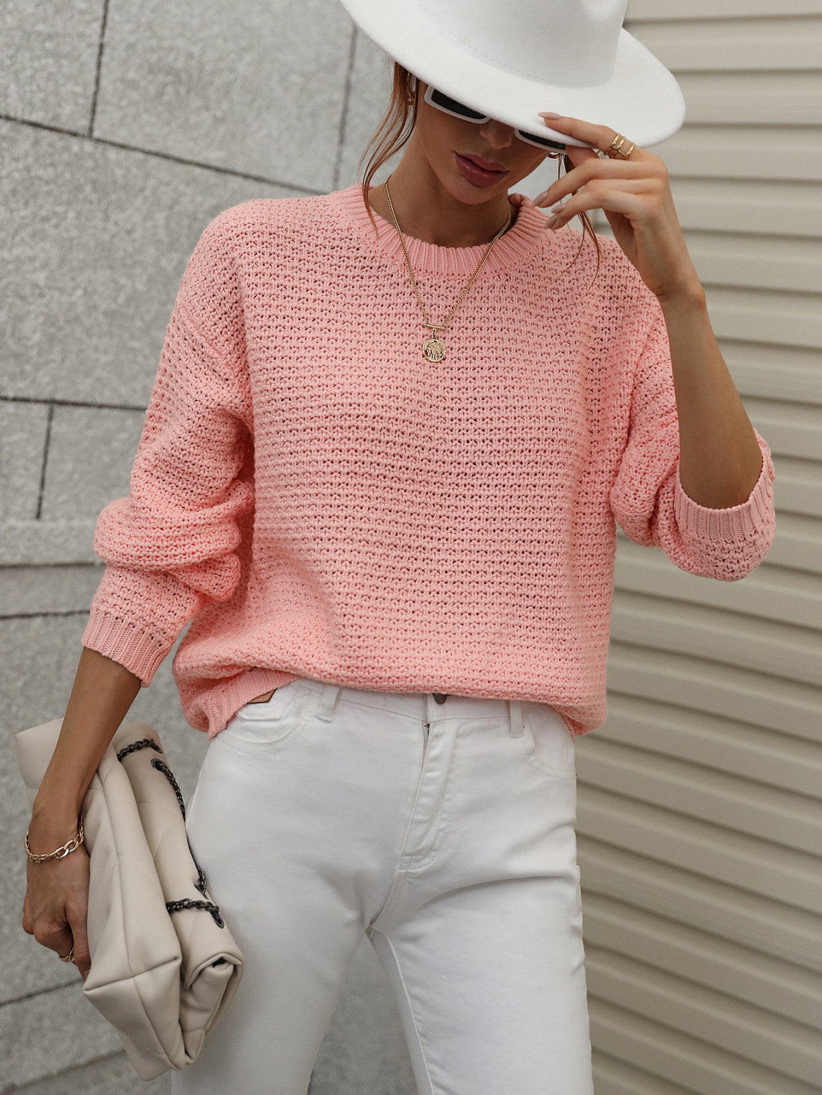 peach sweater