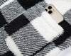 Collared Black and White Plaid Polar Fleece Jacket