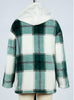 Fuzzy Hooded Plaid Fleece Jacket