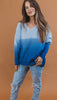 Davi & Dani Color Block V Neck Long Sleeve Sweater