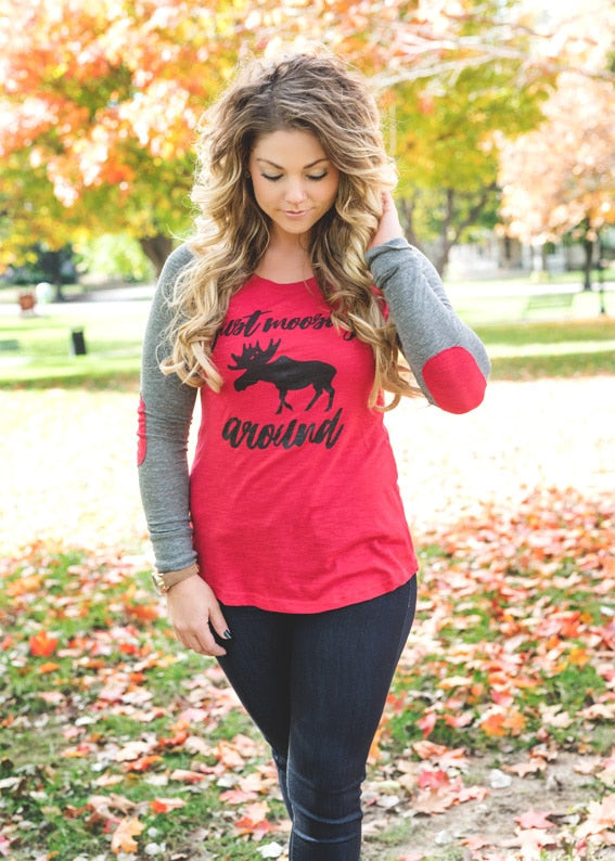 Just Moosing Around Baseball Elbow Patch Tee - BAD HABIT BOUTIQUE 