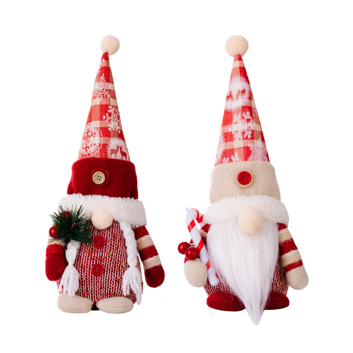 Christmas Plaid Snowflake Hat Faceless Dwarf Doll Ornaments