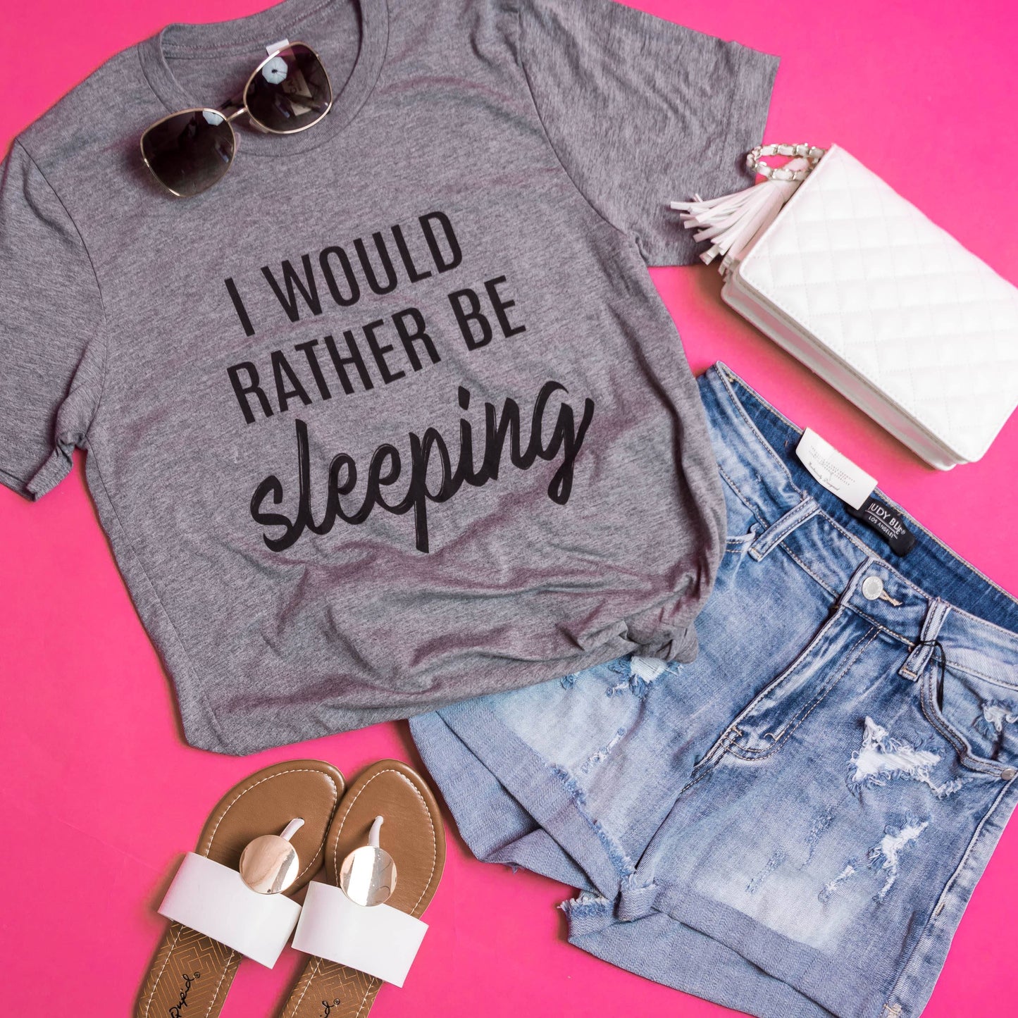 Rather Be Sleeping Tee - Grey - BAD HABIT BOUTIQUE 