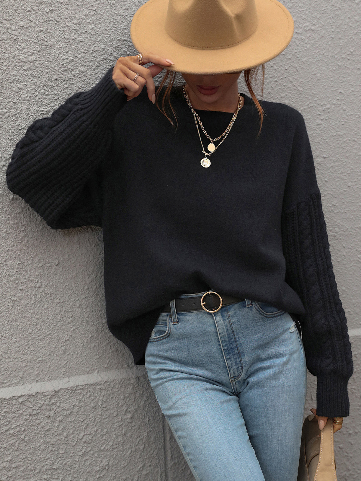 black cable knitted sweater