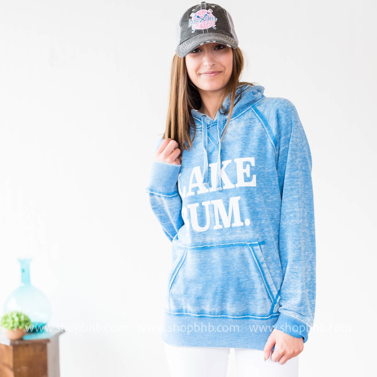 (LIMITED EDITION ) Lake Bum Hoodie 8915 - Blue - BAD HABIT BOUTIQUE 