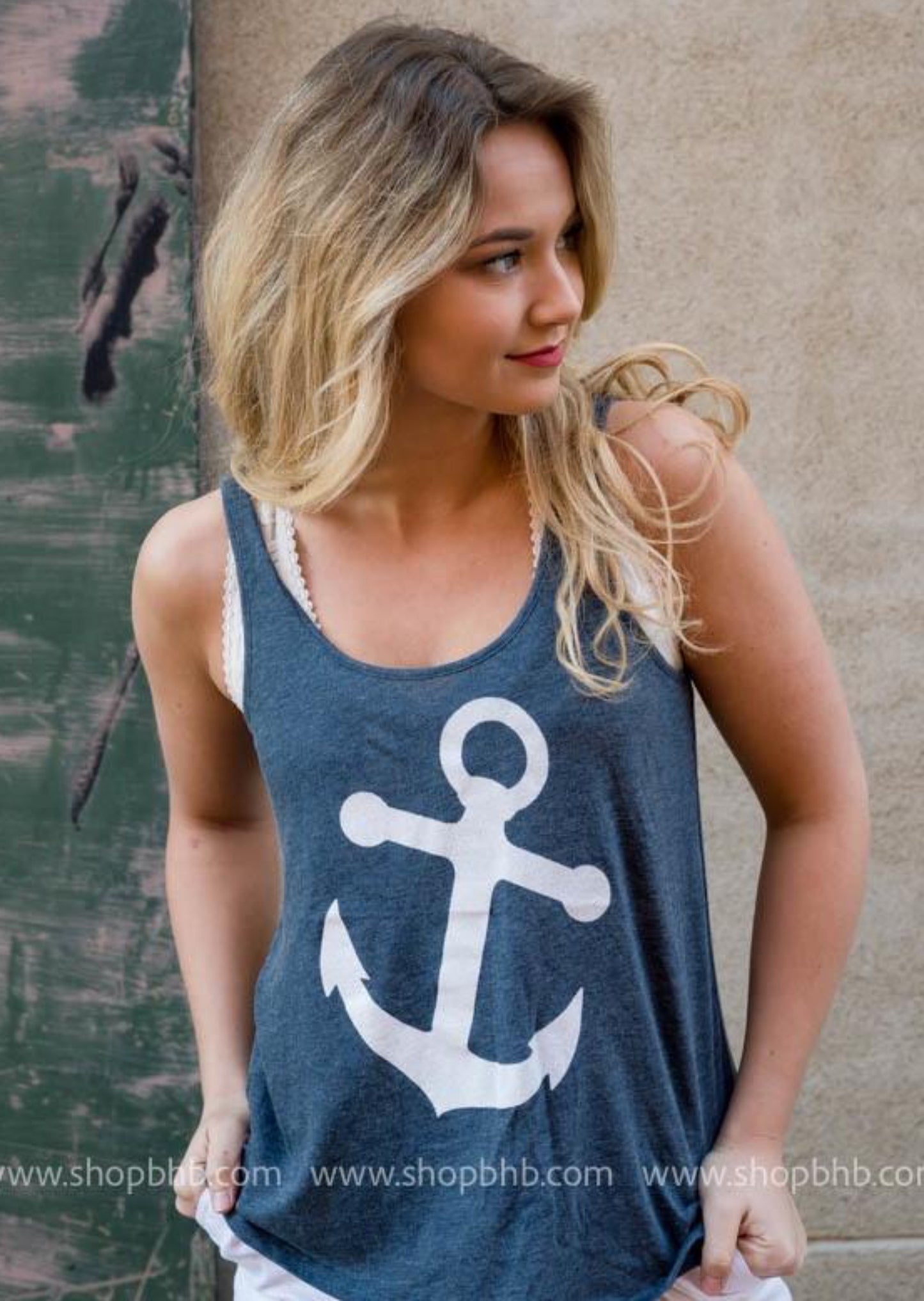 Anchor Tank Top - navy - BAD HABIT BOUTIQUE 