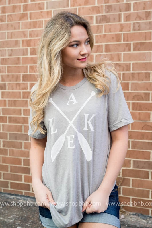 Lake Paddle Tee - Grey - BAD HABIT BOUTIQUE 