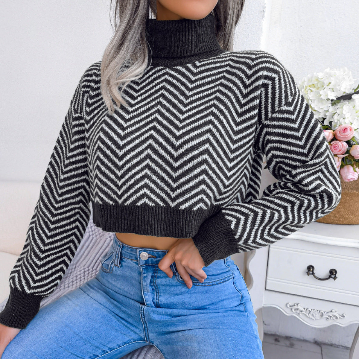 black chevron sweater 