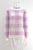 Crew Neck Long Sleeve Plaid Knit Sweater