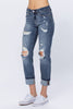 Judy Blue Full Size Mid-Rise Bleach Splash Boyfriend Jeans