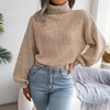 Turtleneck Lantern Sleeve Cinched Waist Knit Sweater