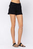 Judy Blue Black Mid-Rise Cargo Patch Pocket Frayed Hem Shorts