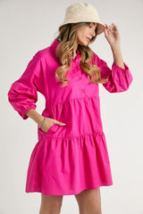 Pretty & Pink Collared Button Down Dress - Final Sale