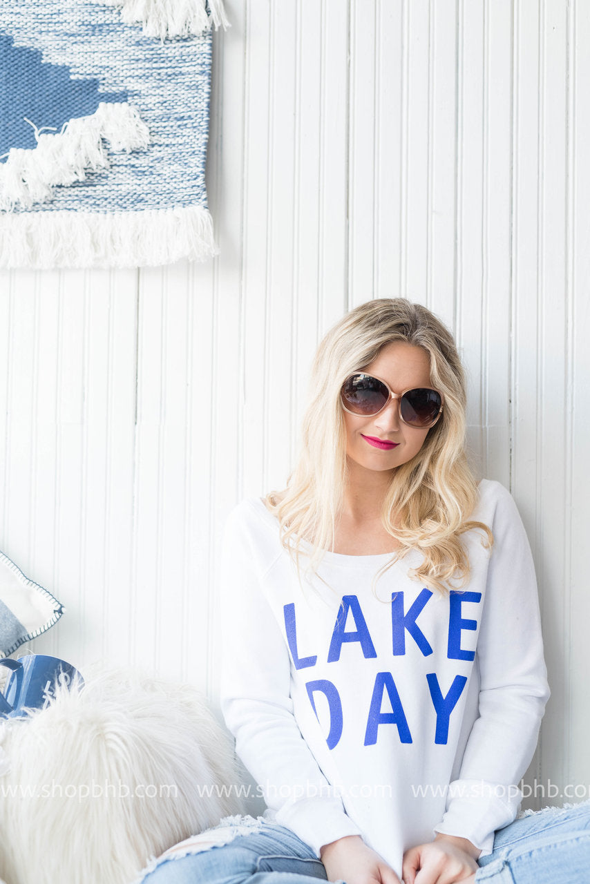 Lake Day Fleece Slouchy - White - BAD HABIT BOUTIQUE 