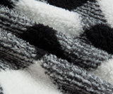 Collared Black and White Plaid Polar Fleece Jacket