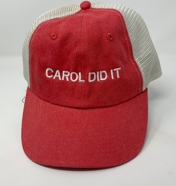  Carol Did It Red Trucker Hat, ACCESSORIES, BAD HABIT APPAREL, BAD HABIT BOUTIQUE 