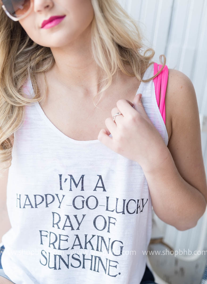 Happy Ray of Sunshine Tank - white - BAD HABIT BOUTIQUE 