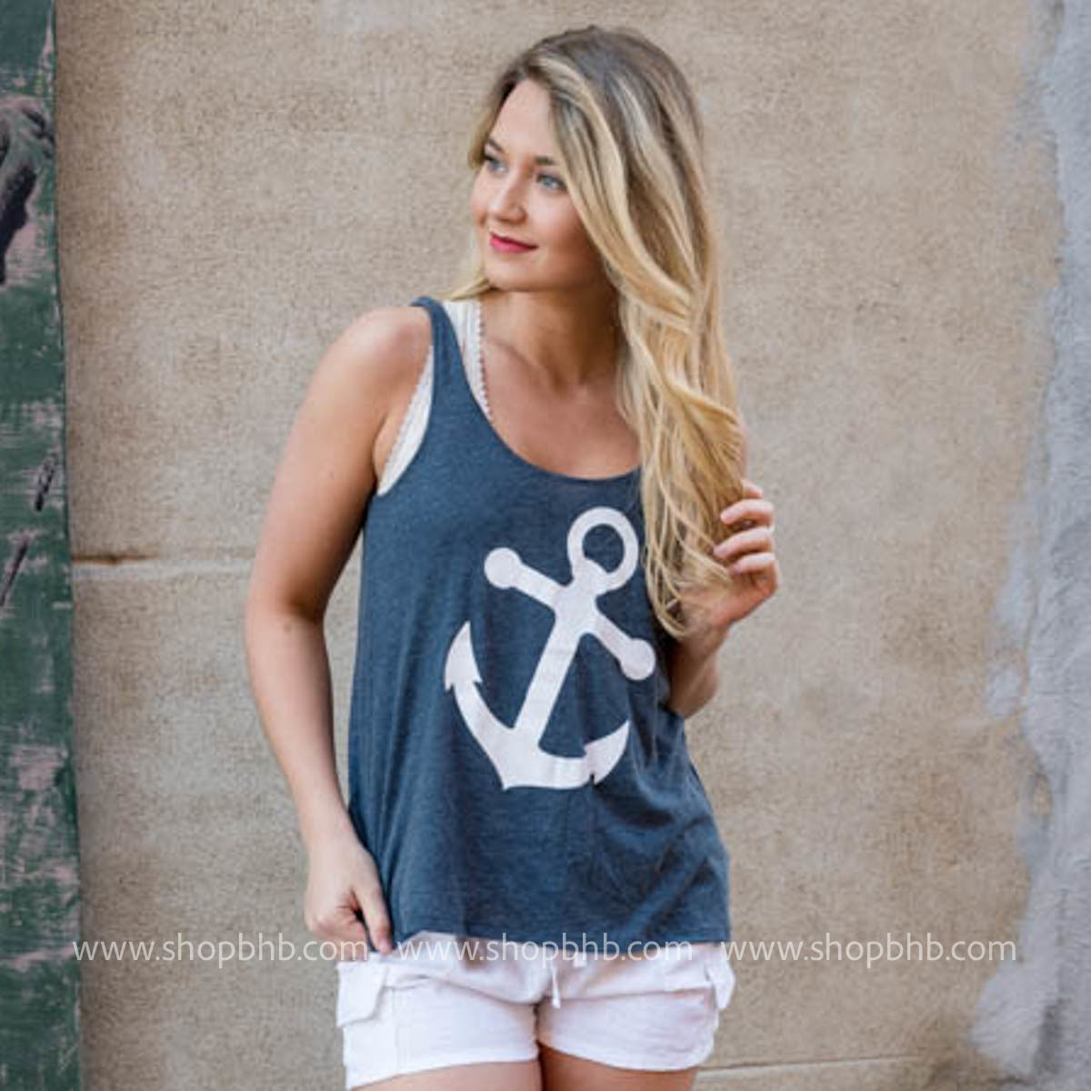 Anchor Tank Top - navy - BAD HABIT BOUTIQUE 