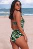 Green Asymmetric One Shoulder Camouflage One-Piece Swimwear