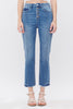 HIGH RISE SLIM STRAIGHT CROP W PIECING BUTTON UP - MICA - Final Sale