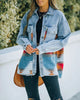 Retro Long Sleeve Colorblock With Pocket Denim Jackets