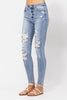 Judy Blue High Rise Bleach Splash Destroyed Skinny Jeans