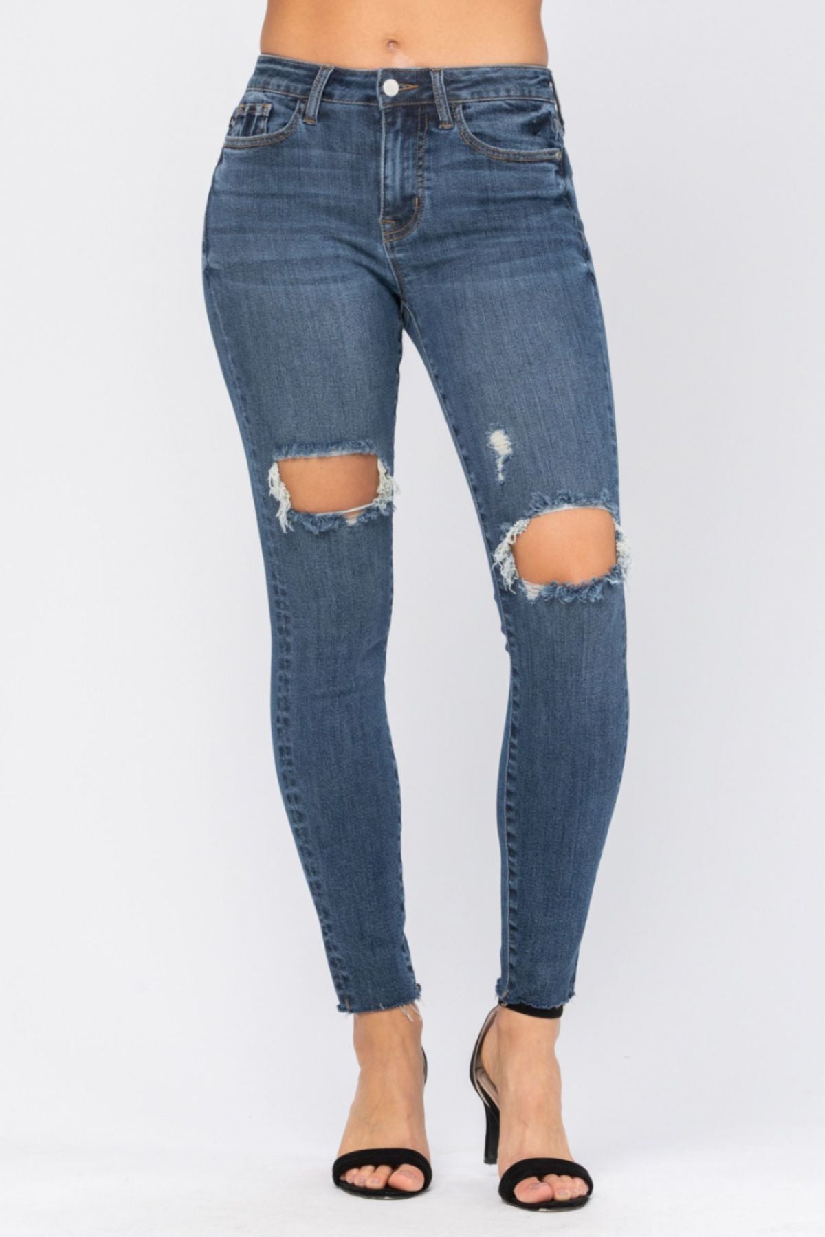 Judy Blue Full Size Destroyed Knee High Waist Skinny Jeans