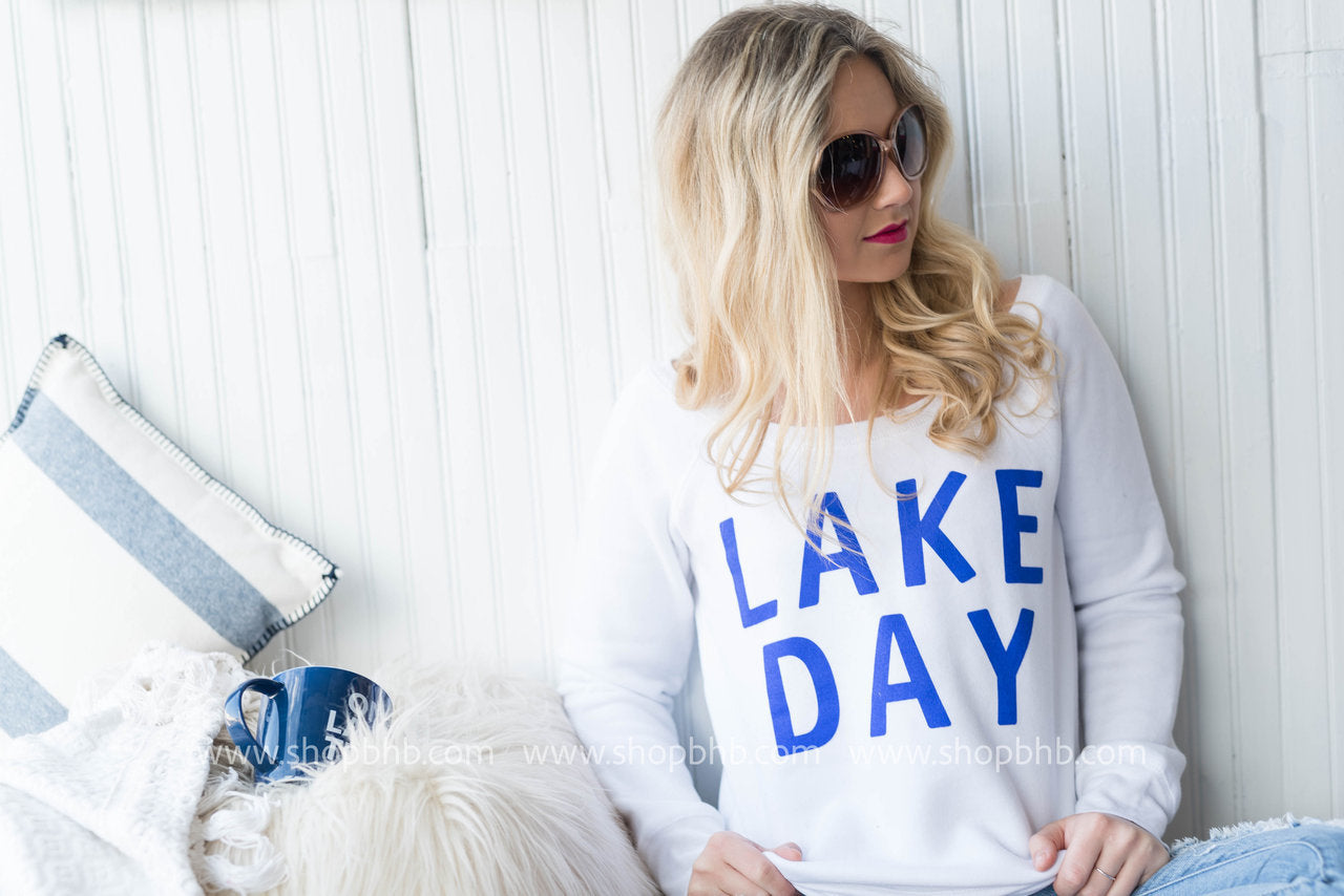 Lake Day Fleece Slouchy - White - BAD HABIT BOUTIQUE 