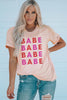 Pink BABE Letter Print Valentines Fashion T Shirt