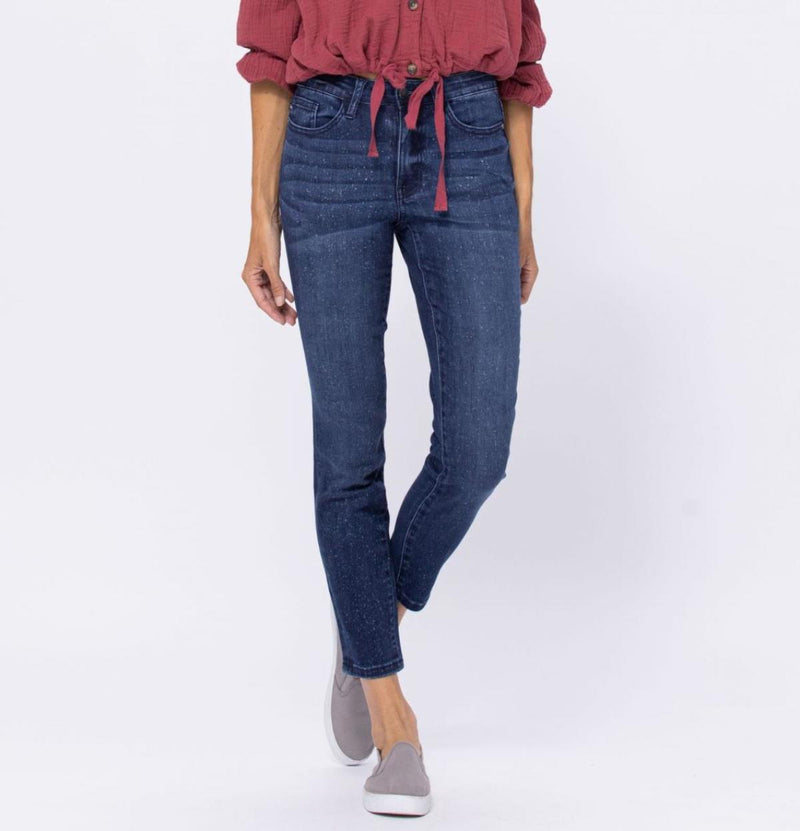 Judy Blue Spots Mid-Rise Mineral Wash Relaxed Jeans