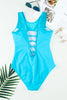 Strappy Hollow-Out Back Mesh One-Piece Swimwear