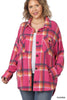 Zenana Full Size Oversize Plaid Shacket with Pockets