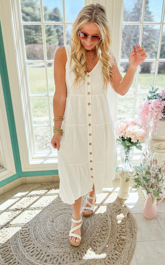 white midi dress