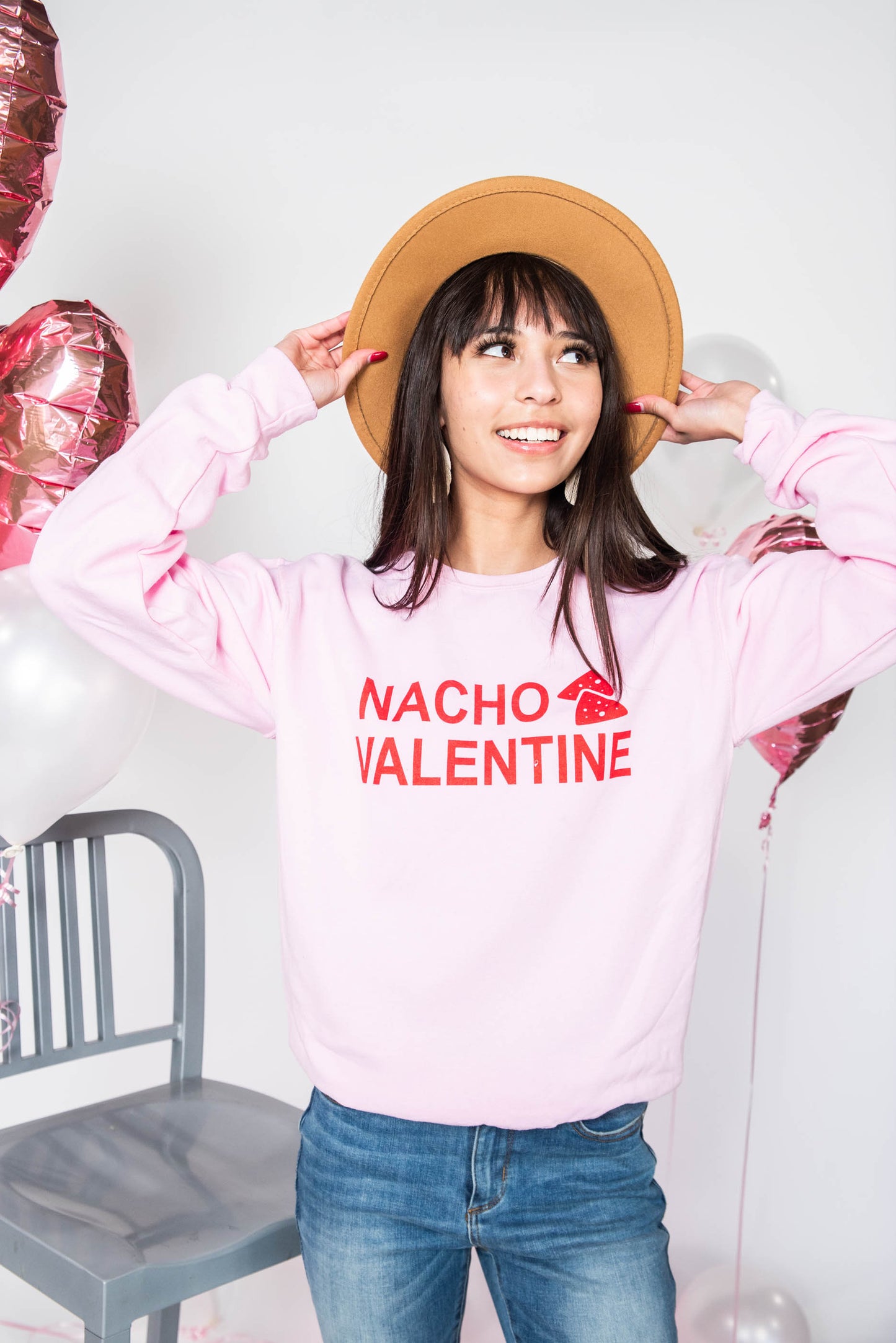  Nacho Valentine Sweatshirt - Pink, CLOTHING, BAD HABIT APPAREL, BAD HABIT BOUTIQUE 