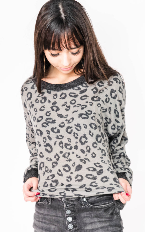  Cheetah Print Knit Top- White Birch | FINAL SALE, CLOTHING, White Birch, BAD HABIT BOUTIQUE 